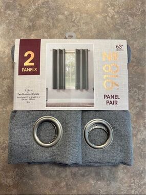 Grey Grommet Curtain Panel Pair - 2 Panels
